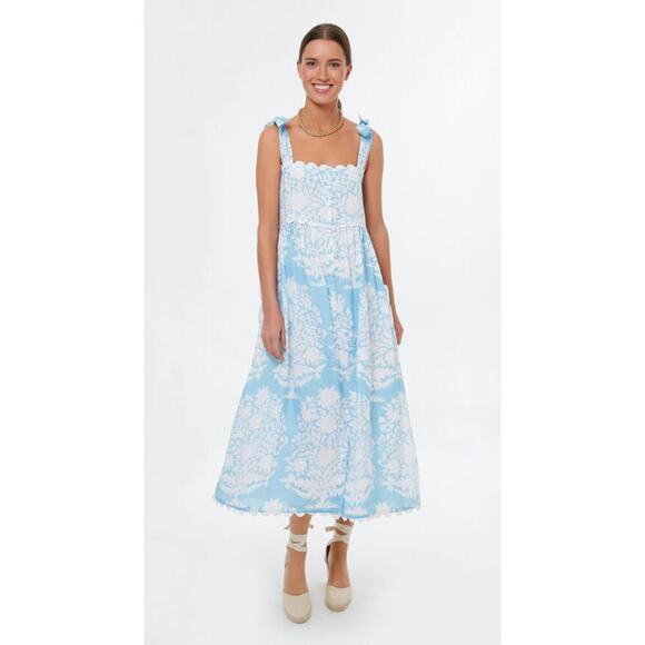 Juliet Dunn Pastel Blue Palladio Tie Shoulder Midi Dress Tuckernuck Ric Rac - Picture 1 of 14